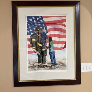 “Unspoken Courage”  9/11 limited ed. print #320/343 by artist Pomm, in frame. 🇺🇸